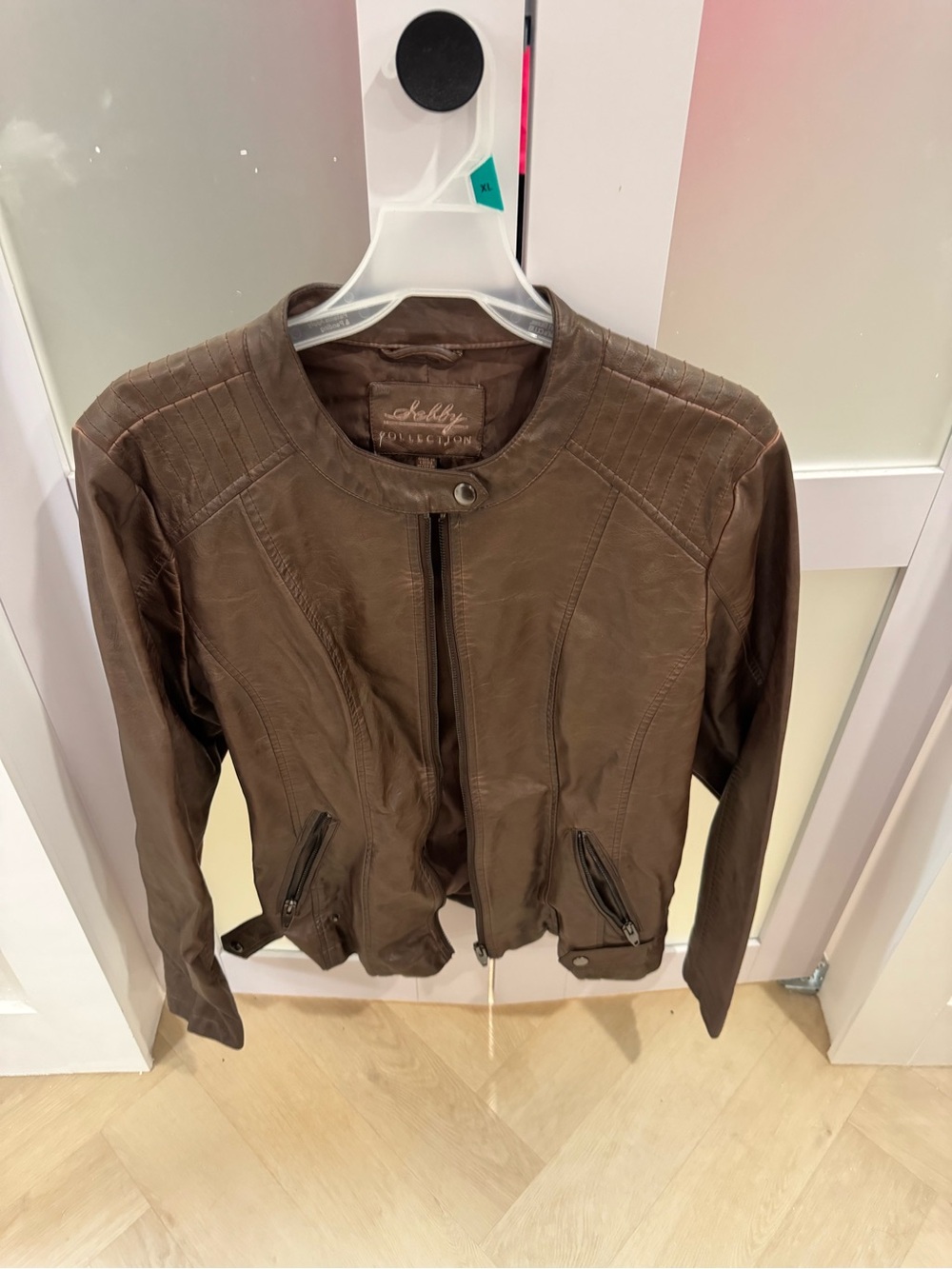Selby Chocolate Brown Faux Leather Moto Jacket